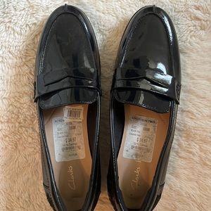 Patent Clark’s loafers. Worn once. Fits like a 7.